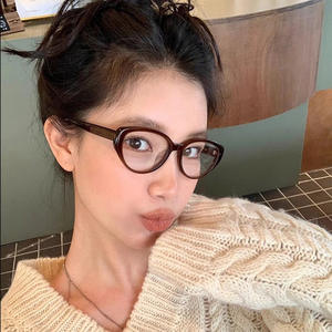 Montures de lunettes ovales pour femmes M2-81059, monture complète, verres anti-lumière bleue, design irrégulier, gris transparent - Product Image 2