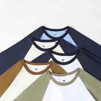 Camisetas de bloqueo de color 250 GMS, camisetas de algodón 100% de peso pesado, camiseta raglán Unisex, camiseta de manga corta