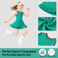Puresun RTS Active Casual Jupe-short longueur genou à volants festonnés, gilet uni très élastique, 75% Nylon 25% Spandex, respirant, pour yoga et filles