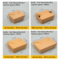 Boîte d'emballage alimentaire jetable en papier kraft épais, recyclable, de haute qualité, imperméable et résistante à l'huile, pour la vente en gros