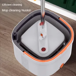 新设计单桶拖把干湿易清洗水挤压拖把长柄超细纤维旋转360魔术桶拖把