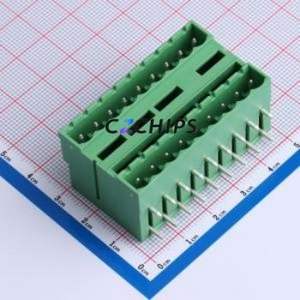DB2ERH-5.08-2*9P-GN Plug-in Terminal Block Bent Lead Through Hole,P=5.08mm Board-to-Board / Socket - Closed 2x9P 5.08mm Green - Product Image 1