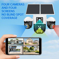 Cámara Inalámbrica de 12MP con Cuatro Lentes, Tarjeta SIM, Energía Solar, Visión Nocturna a Todo Color, para Exteriores, Hogar, Jardín, Granja
