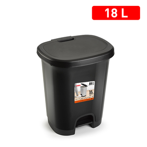 Cestino a pedale da 18 litri in plastica nera per la conservazione e l'organizzazione domestica, resistente e riutilizzabile - Product Image 1