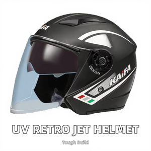 Medio casco Retro certificado ECE resistente a los rayos UV suave y cómodo Jet Riding cascos para hombre mujer a prueba de viento a prueba de lluvia para montar - Product Image 2