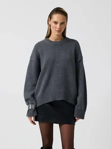 Maglione da Donna Blubelle Autunno Inverno con Collo Tondo, Filato Spesso Tinto in Massa, Anti-Restringimento, Anti-Piega, Anti-Pilling, Vestibilità Ampia, Morbido Lavorato a <span class=keywords><strong>Maglia</strong></span> - Product Image 3