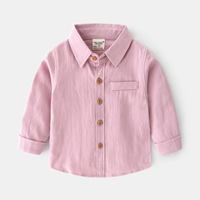 2024 nouveau décontracté Style coréen couleur unie à manches longues garçons chemises vêtements pour enfants bas boutique en ligne agence