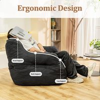 Fauteuil pouf en peluche douce Loveliving pour adultes avec support pour la tête et le dos, tissu extra large résistant aux déchirures, canapé paresseux avec accoudoirs