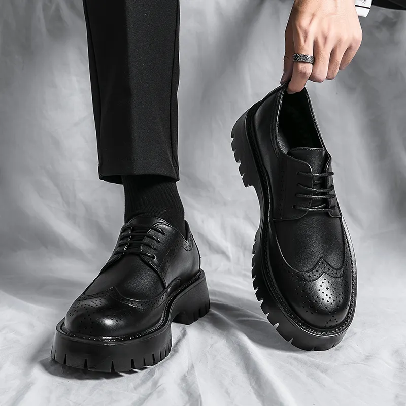 21279 nouvelles chaussures en cuir décontractées pour hommes chaussures de plate-forme d'affaires