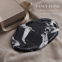 Plateau Organisateur en Marbre Noir Patagonia FANCY STONE, Grande Taille, Pierre Naturelle Polie, Plateau Décoratif pour Bureau, Décoration Intérieure, Cadeaux