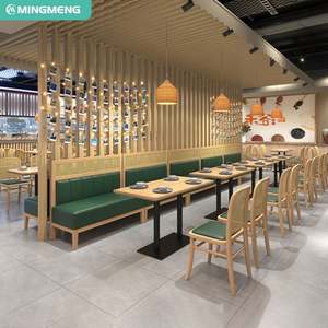 Design minimaliste Cabine en bois de luxe en cuir Ensemble de chaises avec table en bois pour restauration rapide Hôtels Restaurants Cafés Salles à manger - Product Image 6