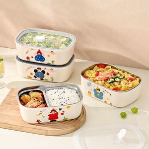 กล่องอาหารกลางวันสแตนเลสทรงสี่เหลี่ยมลายการ์ตูนพร้อมช่องสำหรับพนักงานออฟฟิศและนักเรียน - Product Image 2