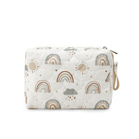 Bolsa de pañales acolchada para bebé, 4 estilos, con estampado de dibujos animados, bolsa de cosméticos portátil de viaje con asa para mamá recién nacida