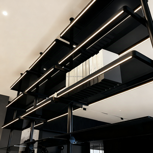 Étagères à livres, présentoir de rangement, moderne, minimaliste, luxe, modulaire, cadre en métal et aluminium personnalisé avec lumière LED pour le salon - Product Image 2