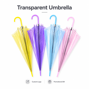 Parapluie transparent automatique pour le soleil et la pluie, double usage, long manche, avec logo personnalisé, cadeaux promotionnels et événements - Product Image 1
