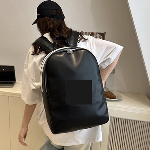 Solid Color Outdoor Travel <b>Backpack</b> Black Unisex <b>Waterproof</b> Casual Sports <b>Backpack</b> Large Capacity PU Texture Stitching Print - Product Image 4