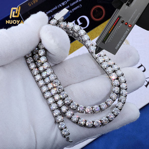 Collar de cadena de tenis NUOYA de moissanita, de acero inoxidable, pasa la prueba del diamante, estilo Iced Out, joyería hip hop, regalo para mujer - Product Image 1