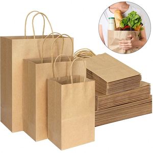 ถุงกระดาษคราฟท์สีน้ำตาลขายส่ง แบบคลาสสิก มีหูหิ้ว พิมพ์สกรีน รีไซเคิลได้ ใช้แล้วทิ้ง บรรจุภัณฑ์อาหาร โลโก้สั่งทำ ขายดี - Product Image 1