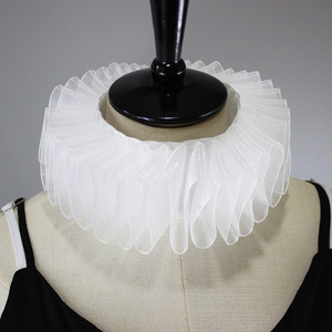 Satin soyeux <span class=keywords><strong>Clown</strong></span> Cosplay collier ras du cou écharpe écharpe Halloween fête scène victorienne élisabéthaine col à volants - Product Image 3