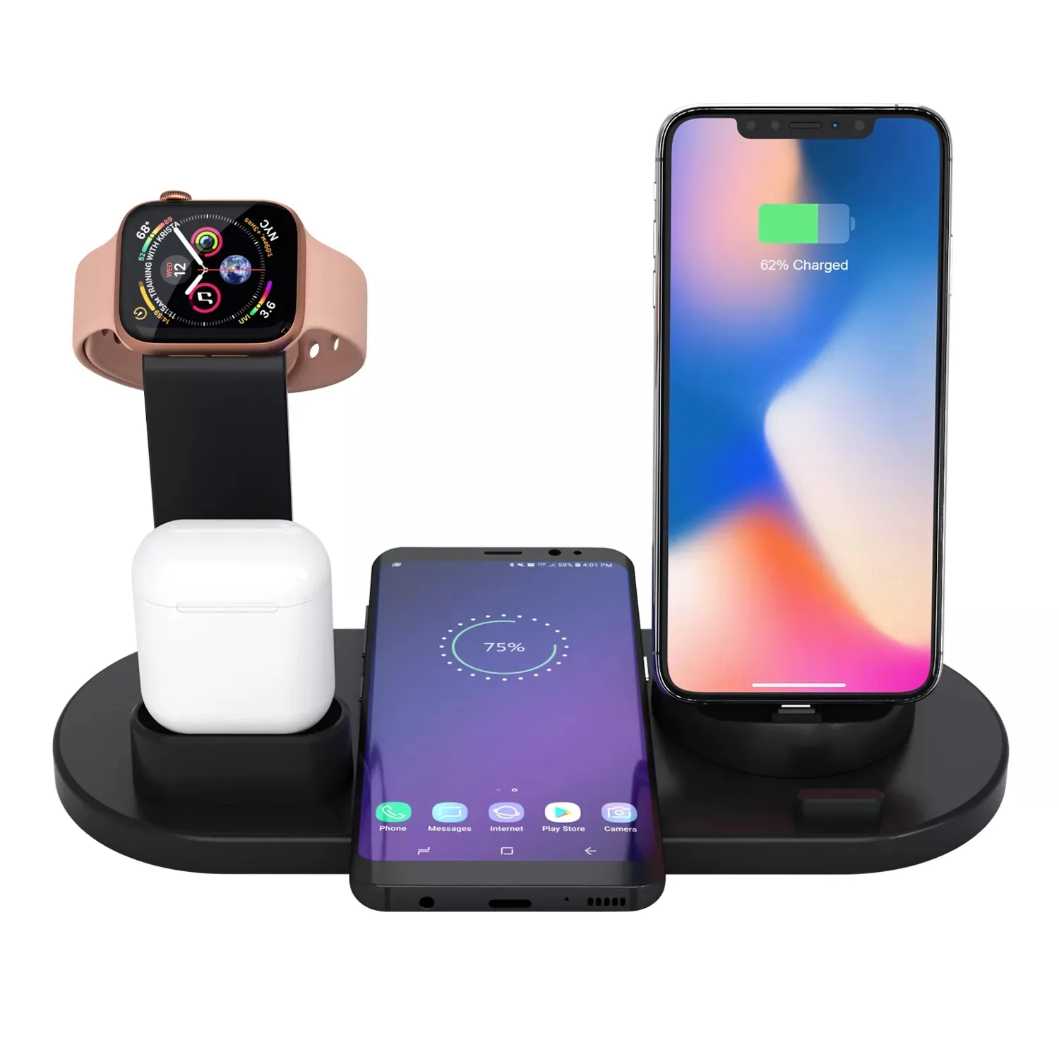 2022 Newly phone holder 4 in 1 Wireless Charger Stand Pad For iPhone 13 for Watch Qi Fast Charging Dock Station for earphone