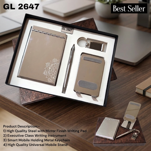 ชุดของขวัญธุรกิจทำมือส่วนตัว Elite 4 in 1 แผ่นรองเขียนสแตนเลส ปากกาสำหรับผู้บริหาร ที่วางโทรศัพท์ พวงกุญแจโลหะ สำหรับสำนักงาน - Product Image 4