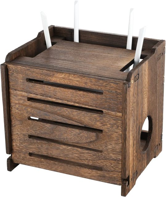 Cable Management Box Wood Cord Organizer Box Power Strip Box Hider