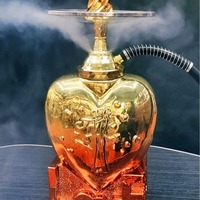 Ensemble de chicha portable de taille moyenne de 42 cm, design amour, en alliage d'aluminium et résine artisanale, chicha complète en forme de cœur