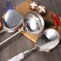 Petit quantité minimale de commande prêt à expédier 201ss gadgets de cuisine casseroles et poêles accessoires ensemble d'ustensiles de cuisine en marbre avec poignée en plastique