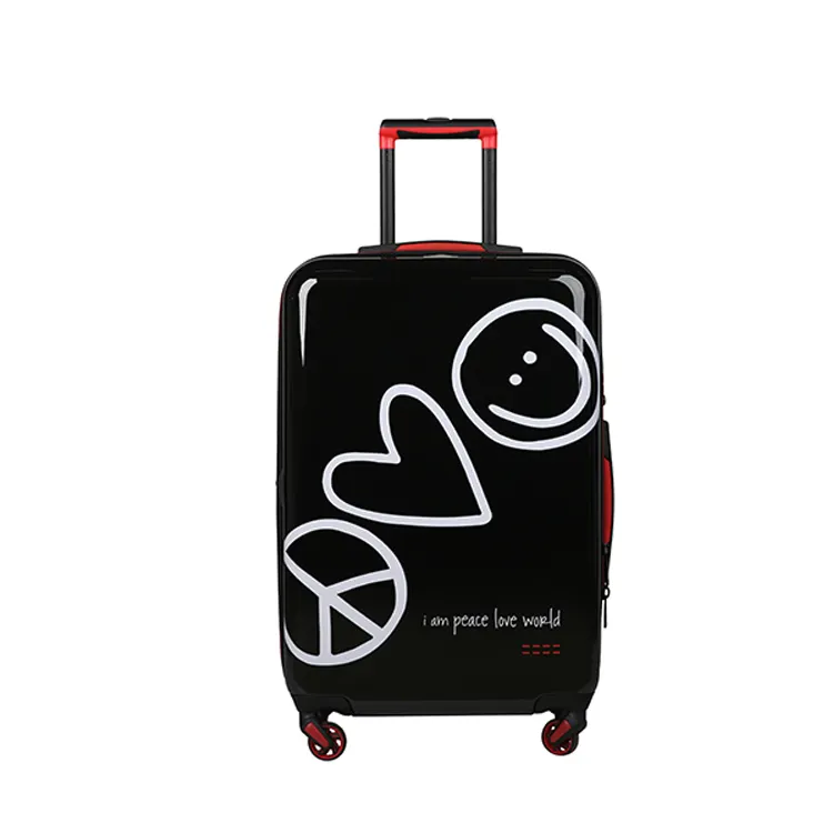Wholesale Cheap Custom logo Design Durable Black Cute Style Girl Trolley Suitcase ABS Luggage for Girl