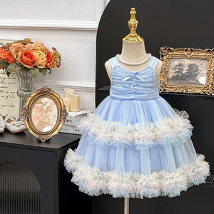 2025 Summer New Girls' Strap <strong>Dress</strong> Stylish Princess Tutu <strong>Fairy</strong> Puffy <strong>Dress</strong> Lace Decoration O-Neck Sweet for 8-Year-Old Children - Product Image 5