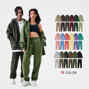Sudadera con capucha y cremallera de algodón de 350 gramos con logotipo personalizado para hombre, conjunto de sudadera con capucha pesada de hombro caído y cremallera. - Product Image 1