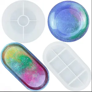 Moldes de placa de resina epóxi oval, faça você mesmo, suporte de anel, sabonete, decoração para casa