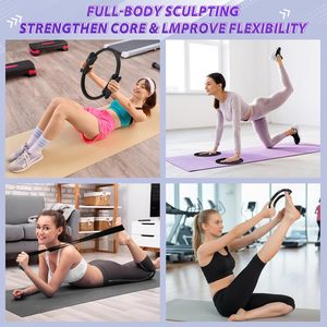 24Pcs Home Pilates Essentials <b>Kit</b> for Women Pilates Equipment Ring and Ball Set with Stretching Strap Water Bottle, <b>Magic</b> Circle - Product Image 4