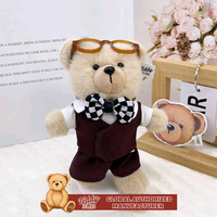 Boneka Beruang Teddy dengan Pakaian dan Topi Matahari, Bahan Katun dan Poliester yang Lembut dan Nyaman