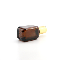Flacon compte-gouttes à pression, huile essentielle, sérum cosmétique, carré, ambre coloré, capacité de 15ml, 20ml, 30ml, 40ml, 1 pièce