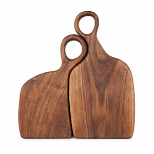 Planche à découper personnalisée en noyer noir massif avec logo, plateau de service réversible pour cuisine, cadeaux de mariage en bois - Product Image 1