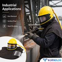 Respirateur à capuche filtrante à charbon actif CE avec tuyaux de protection pour sablage, combinaison de sablage et casque de sablage