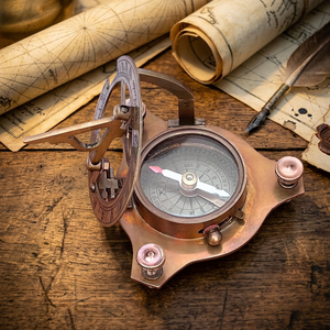 TMI TM13072 Brass Nautical Sundial <b>Compass</b> Analog Dial Vintage Style Handheld Pocket Outdoor Hiking Pointing Guide Durable - Product Image 1