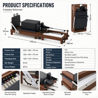 Mesin Reformer Pilates Kayu Walnut Komersial dengan Kotak Jump Board dan Footbar yang Dapat Disesuaikan