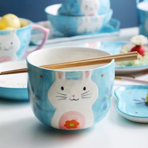 <span class=keywords><strong>ชุด</strong></span>เครื่องใช้บ<span class=keywords><strong>น</strong></span>โต๊ะอาหารเซรา<span class=keywords><strong>ม</strong></span>ิกรูปกระต่ายสีฟ้าการ์ตูน,เครื่องใช้บนโต๊ะอาหารสำหรับมื้ออาหารสไตล์ญี่ปุ่นชา<span class=keywords><strong>ม</strong></span>สลัดผลไม้กระทะช้อน - Product Image 3