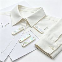 Boutons en nacre blanche à 2 trous, longs et en forme de bande, boutons en coquille naturelle polie pour vêtements de mode