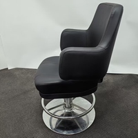 Tabouret de bar pivotant moderne en cuir PU noir avec accoudoirs, base chromée, repose-pieds, hauteur réglable, pour salle à manger extérieure et chambre