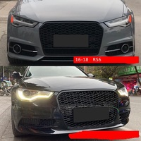 1 Paire de Grilles de Phares Antibrouillard A6 C7 Noir Brillant, Cache de Phare Antibrouillard Inférieur, Grille Nid d'Abeille pour Audi A6 C7 Sline 2014-2018
