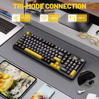Keyboard Gaming X98Pro 98 Tombol Sumber Cahaya RGB Layar TFT Tiga Mode Nirkabel 2.4G/BT untuk PC/Laptop
