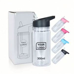 Botella de Agua Infantil AGH de 10 oz, Doble Pared, Plástico Transparente, con Orificio Preperforado y Tapón, Diseño de Globo de Nieve, Libre de BPA, para Viajes, Regalo DIY - Product Image 1