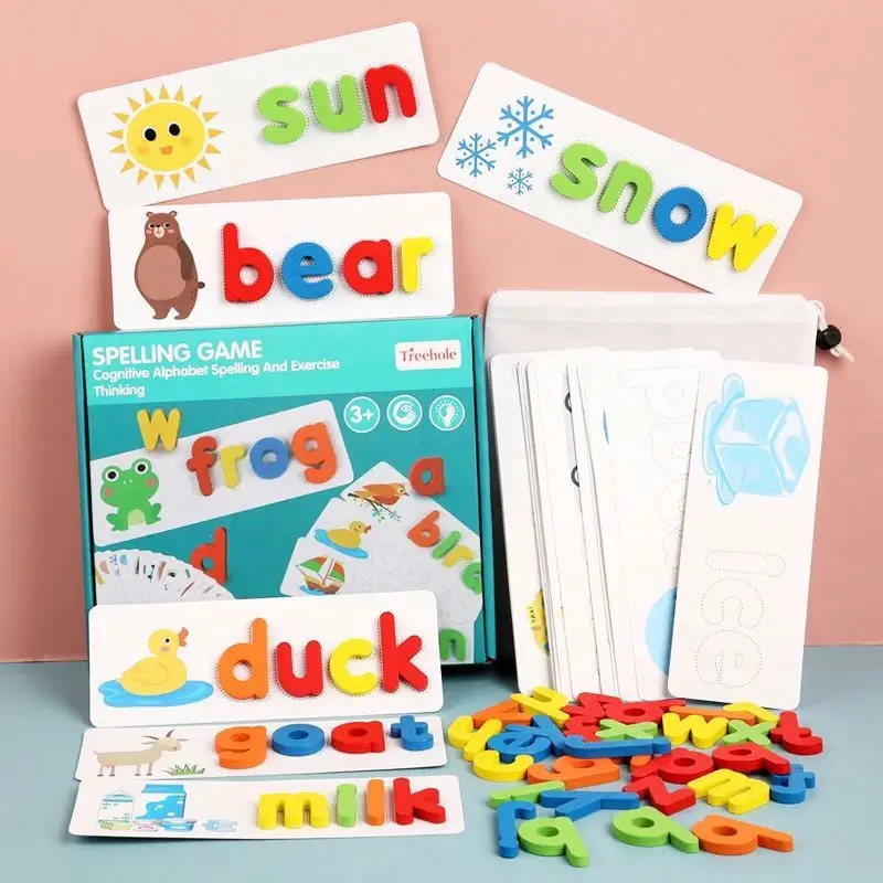 नवीनतम मोंटेसरी लकड़ी वर्तनी शब्द खेल खिलौना 26 अंग्रेज़ी अक्षरों जल्दी शैक्षिक संज्ञानात्मक लकड़ी के खिलौने बच्चों के लिए शिक्षण एड्स