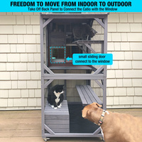 Imperméable à l'eau de luxe moderne solide mode chat Villa bois Catio enceinte abri extérieur