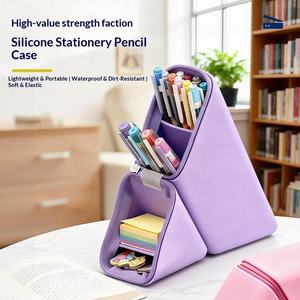 New Arrival Silicone Pencil Case <b>Pen</b> Pouch Stationery Bag with Zipper Large Capacity Waterproof Multi-Functional for Students - Product Image 4