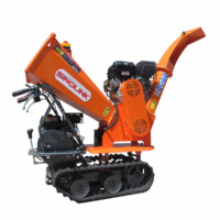 Broyeur à bois à essence 6,5 CV 420 CC sur chenilles pour usage en jardinage et en foresterie avec un diamètre de broyage maximal de 80 mm