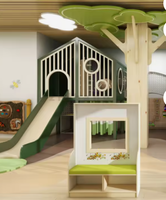 Parque de Juegos Comercial para Padres e Hijos, Set de Juego Interior con Zona de Juegos Suave, Hospital de Juguete, Supermercado, Casa de Juegos de Princesas